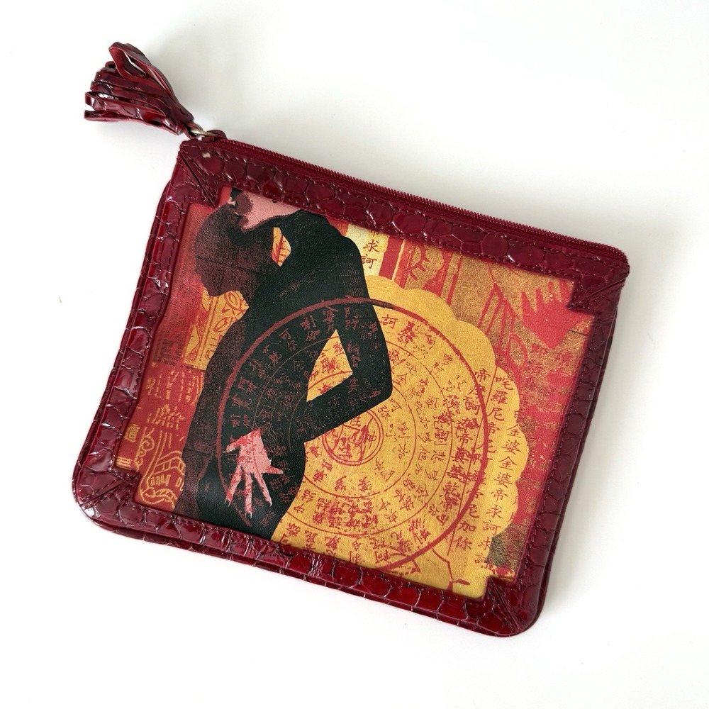 Icon Los Angeles Small Leather Clutch Red Graphic Print Maximalism Glam Party